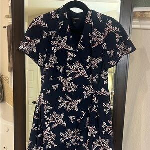 Banana Republic Navy and Pink Floral Midi Dress